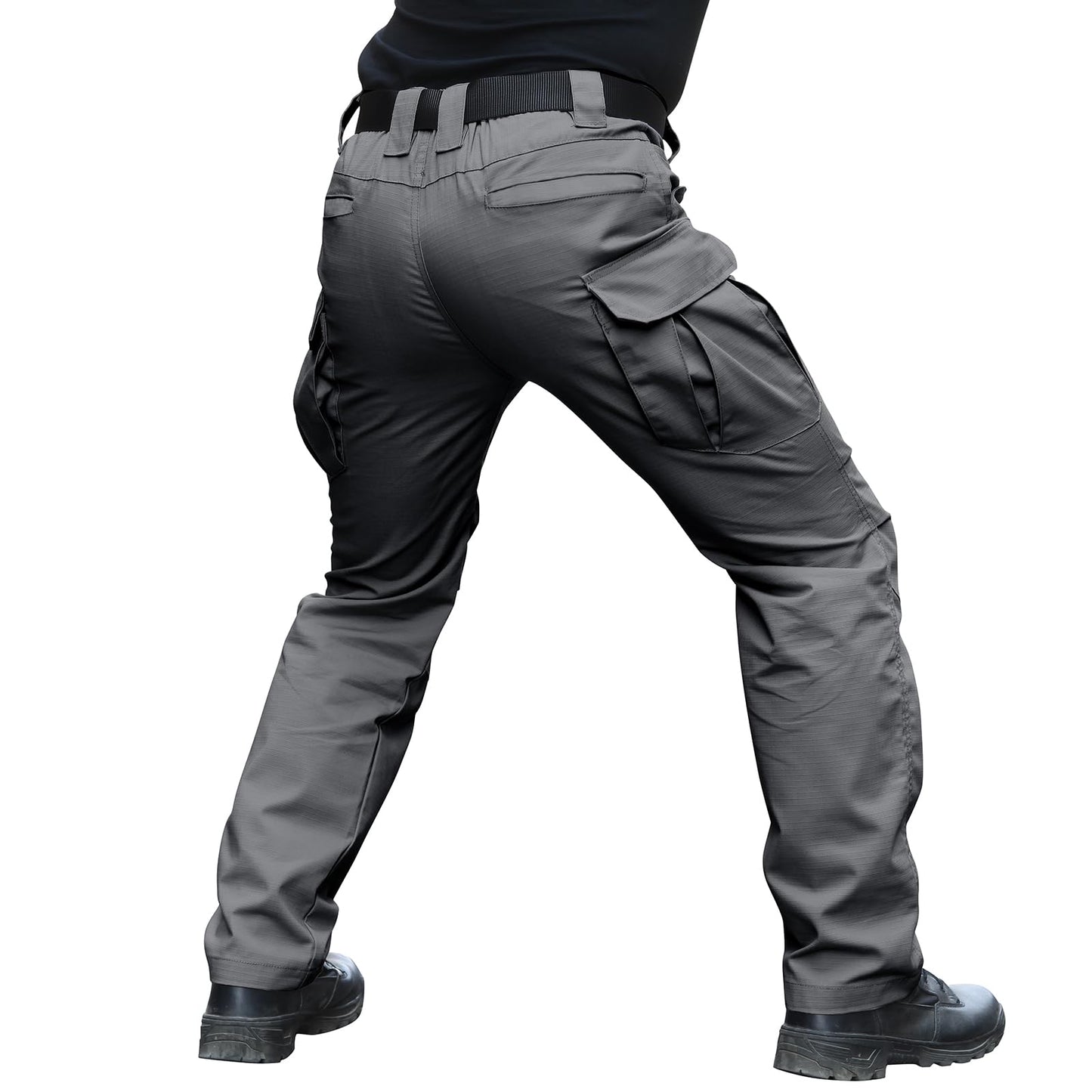 Hiwise Men's Stretch Tactical Pants Water Resistant Ripstop Cargo Pants Outdoor Lightweight EDC Work Hiking Pants (Grey, 34WX32L)