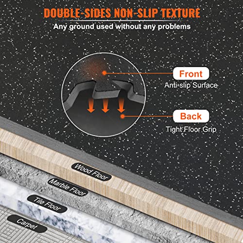 VEVOR 6PCS 0.56 inch Thick Gym Floor Mats, 24" x 24" EVA Foam & Rubber Top Interlocking Workout Floor Mats with 24 sq.ft Coverage, Waterproof Exercise Puzzle Flooring for Gym, Home, Garage, Basement