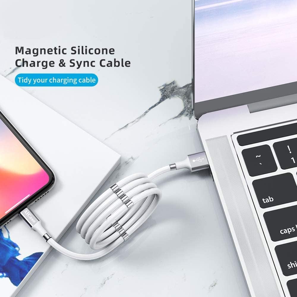 AICase Magnetic Charging Cable,(3FT) Super Organized Charging Magnetic Absorption Nano Data Cable for Phone 14 13 12 11/XS/XS Max/XR/X/8/8 Plus/7/7 Plus/6s/6s Plus/6/6 Plus/SE/5s/5c/5/Pad/Pod
