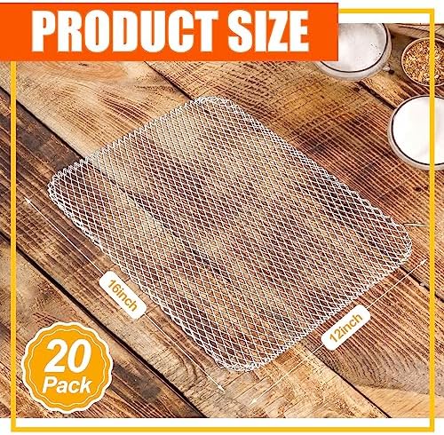 Mifoci 20 Pcs Disposable Grill Topper Non Stick BBQ Grill Grates 12x16 Inch Grill Mesh Mat Disposable Pans for Outdoor Liners Cooking Grid Grates Pad for Camping Picnics Meat