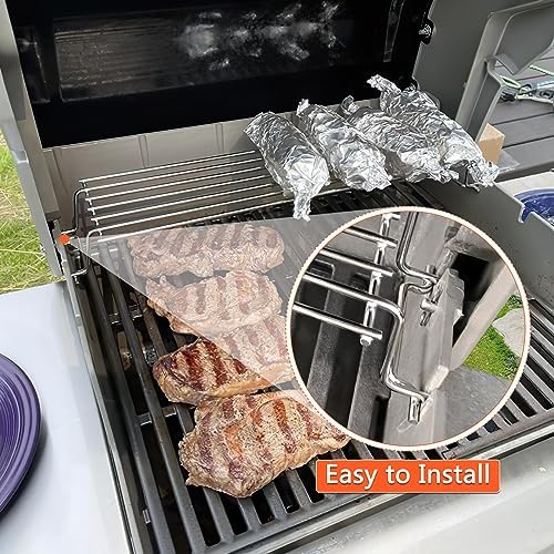 QuliMetal Stainless Steel Warming Rack for Weber Spirit 300, Grill Parts for Weber Spirit 2 300 Series Grills with Front Control Knobs, 7641 Upper Rack for Weber Genesis Silver Gold B/C Grills