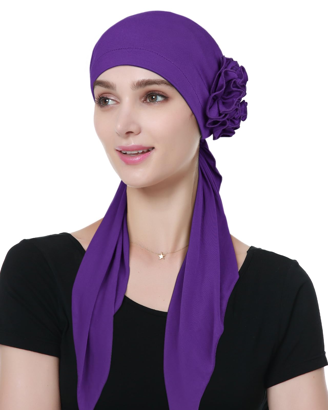 Alnorm Turban Hat Chemo Cancer Headwraps Headwear for Women Purple