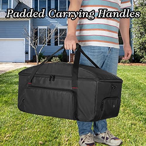 samdew Barbecue Grill Cover Compatible with Weber Q1400 Electric Grill, Outdoor Grill Storage Carry Bag Compatible with Weber Q1000 Q1200 Propane Gas Grill, Bag Only