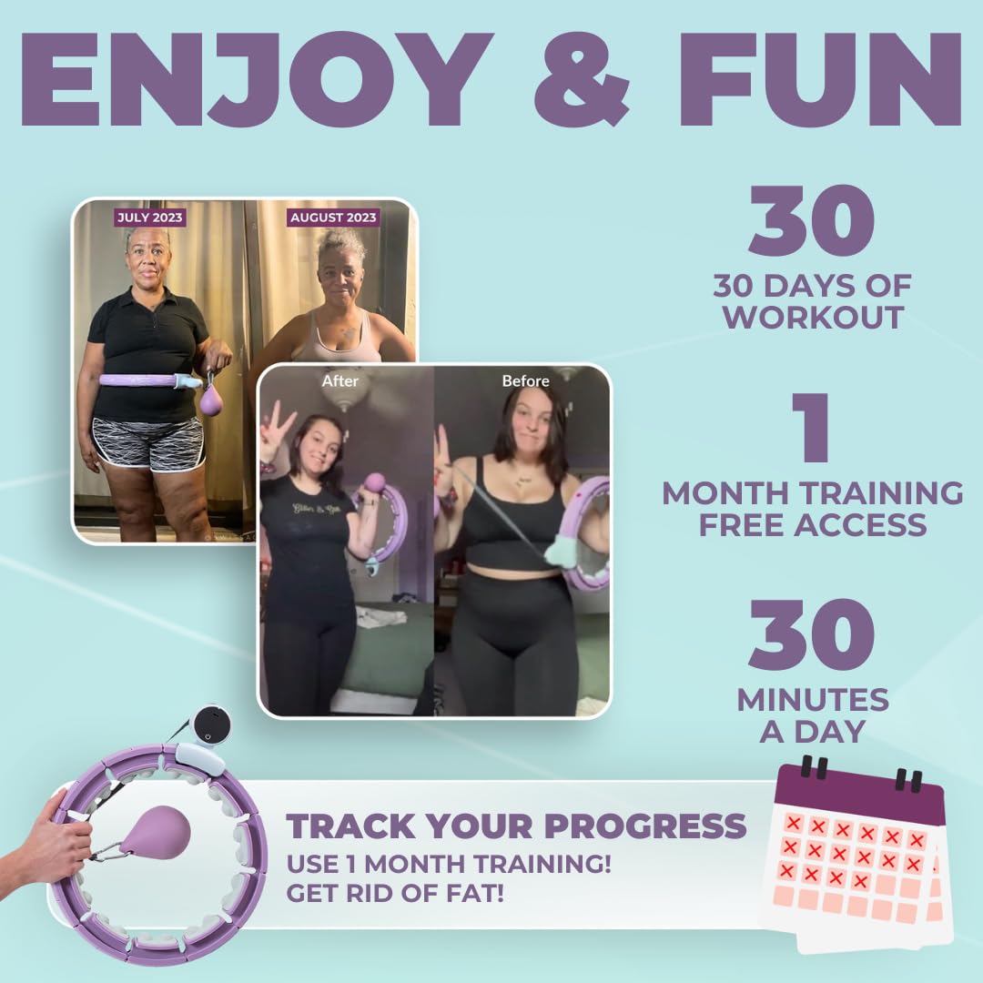 Swiss Activa+ S6+ Infinity Hoop Premium Smart Weighted Hula Hoop with Counter 23-44in- S6+ Smart Hula Hoop Fit - Exercise Equipment - Workout Equipment Hula Hoops for Adults Weight Loss