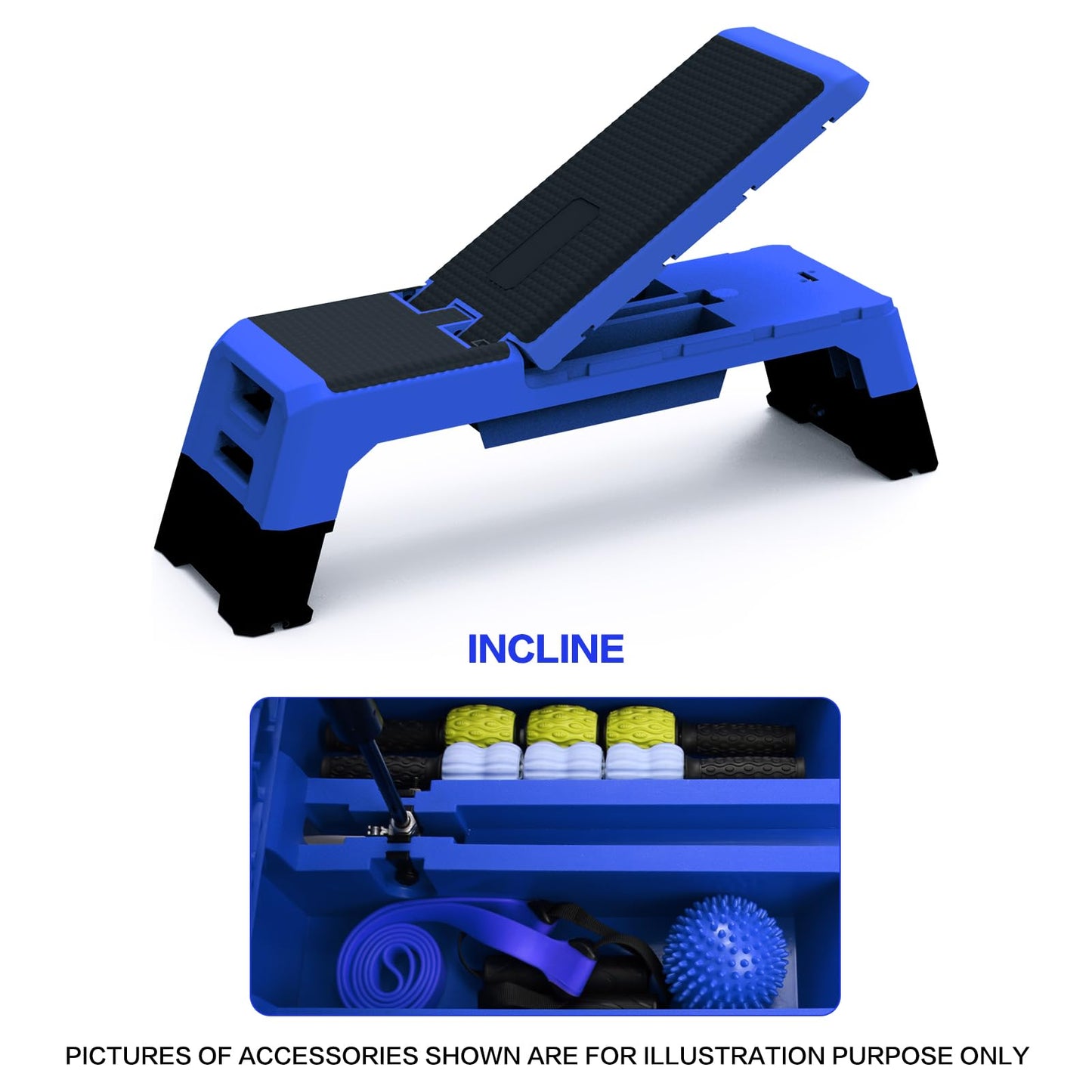 Modern-Depo Step Platform Cardio Exercise Equipment Workout Fitness Aerobic Deck Stepper with Resistance Bands Home Gym Adjustable Trainer Balance Board Dumbbell Bench