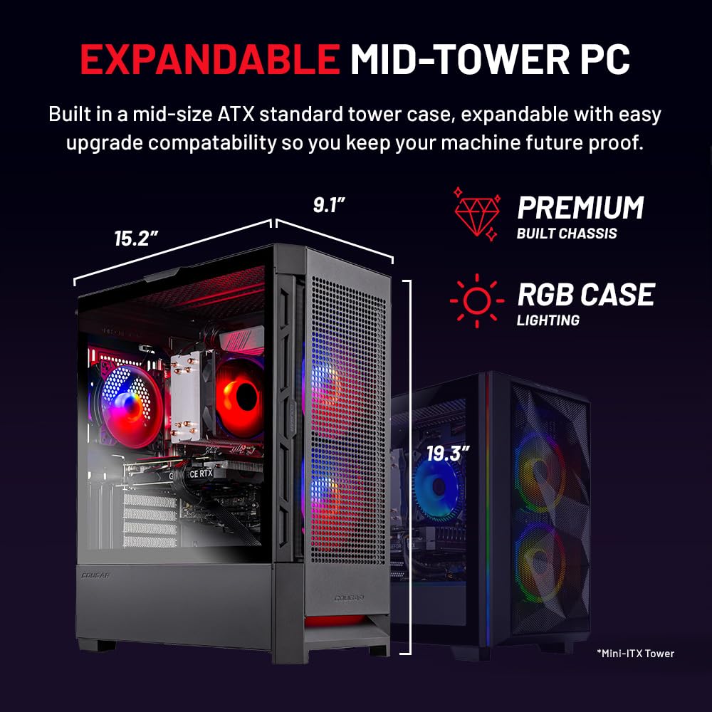 Skytech Blaze4 Mini Gaming PC Desktop, Ryzen 5 5600 3.5 Ghz (4.4GHz Turbo Boost), NVIDIA RTX 4060 8GB GDDR6X, 1TB SSD, 16GB DDR4 RAM 3200, 650W Gold PSU, Wi-Fi, Win 11 Home