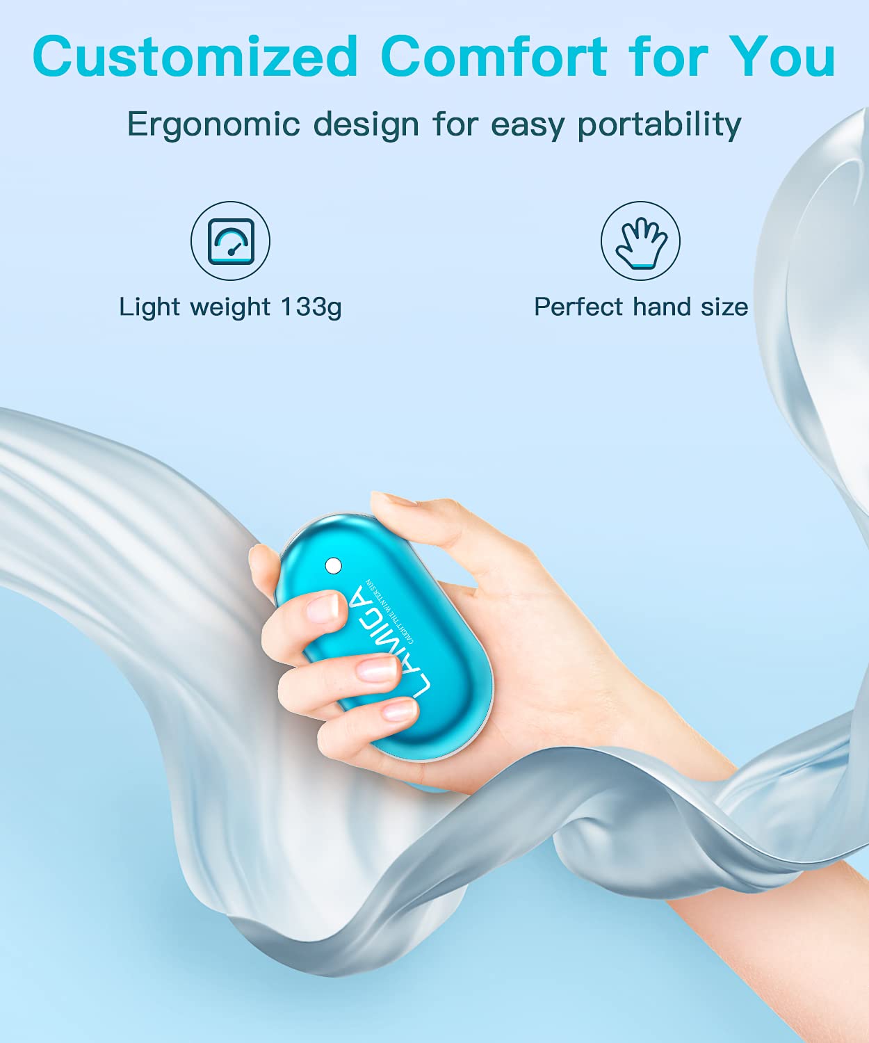 LAMIGA Hand Warmers Rechargeable,Electric Hand Warmer Reusable,5200mAh Portable Powerbank,Hot Hand Pocket Heater for Outdoor Camping and Hunting,The Best Gift for Winter.