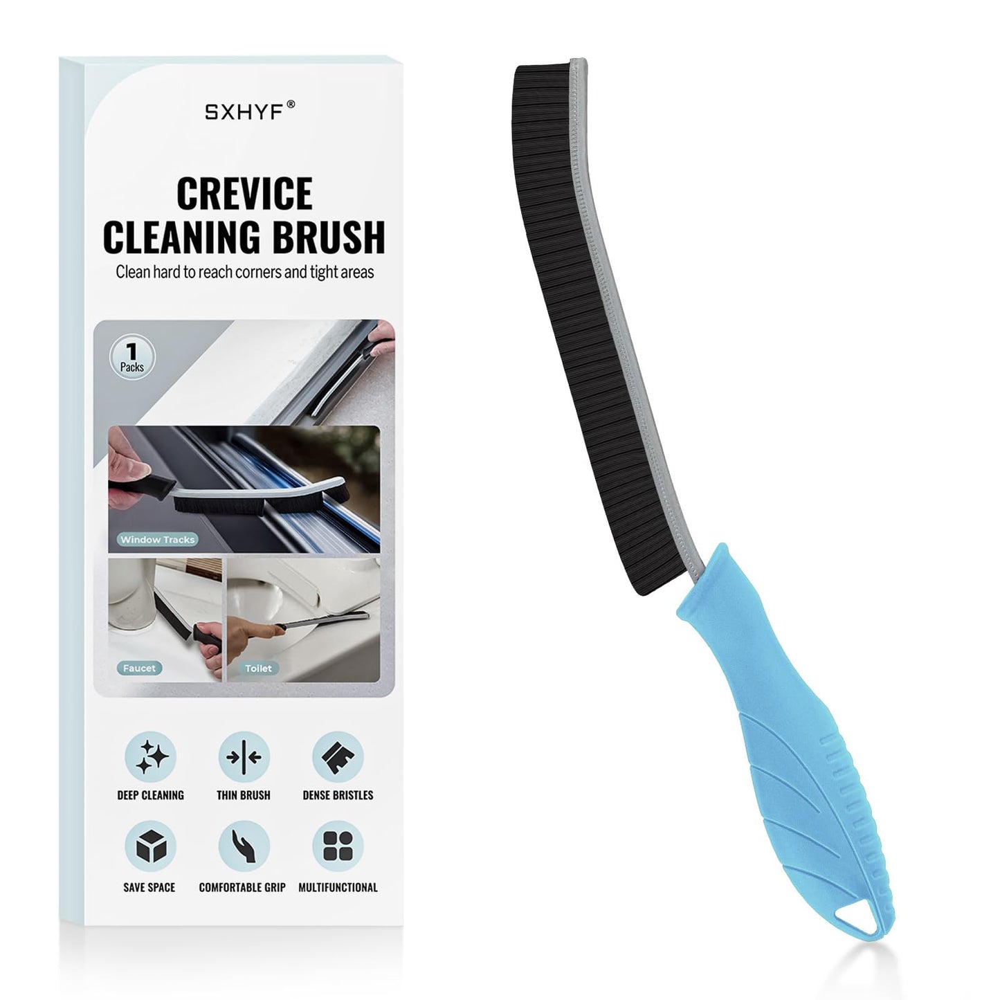 SXhyf Crevice Cleaning Brush - Grout Scrub Brush, House Cleaning Supplies, Gap Cleaning Tools, Home Essentials, Gifts for Women Men, Hard Bristle Crevice Cleaner Brush for Household Use, Bathroom