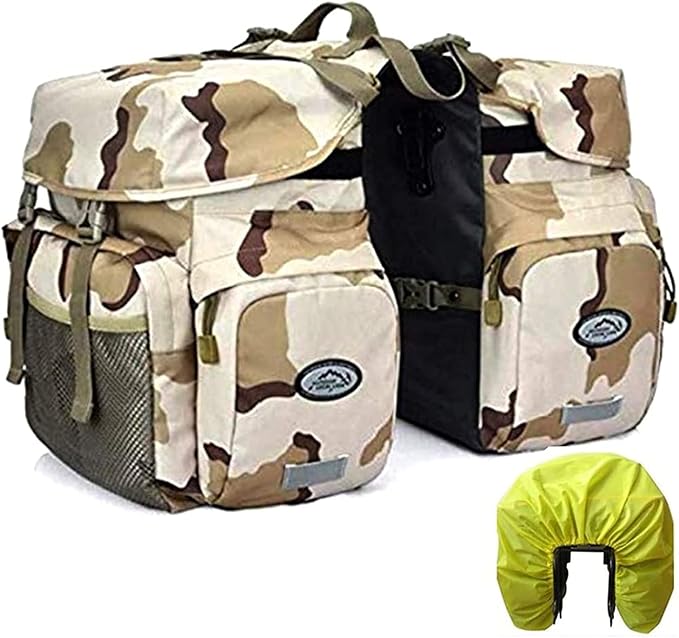 ZTZ 50L Panniers Bike Bags, Waterproof Bike Panniers Made of High-Density 600D Polyester for Durable Use, Bike Saddle Bag come with Reflective Trim and Rain Cover, Easy Organize