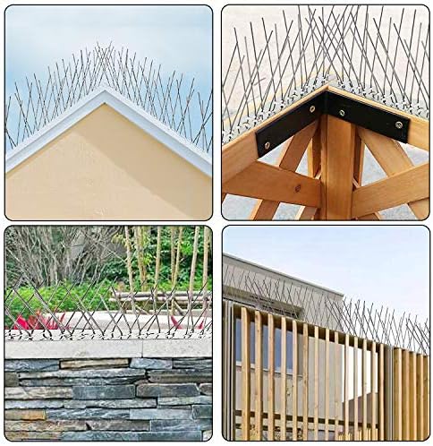 Bird Spikes for Pigeons 304 Stainless Steel Small Birds Anti Bird Spike Metal Bird Deterrent Spikes Fence Spikes Cover 25 Feet (23 Pack Uninstalled)