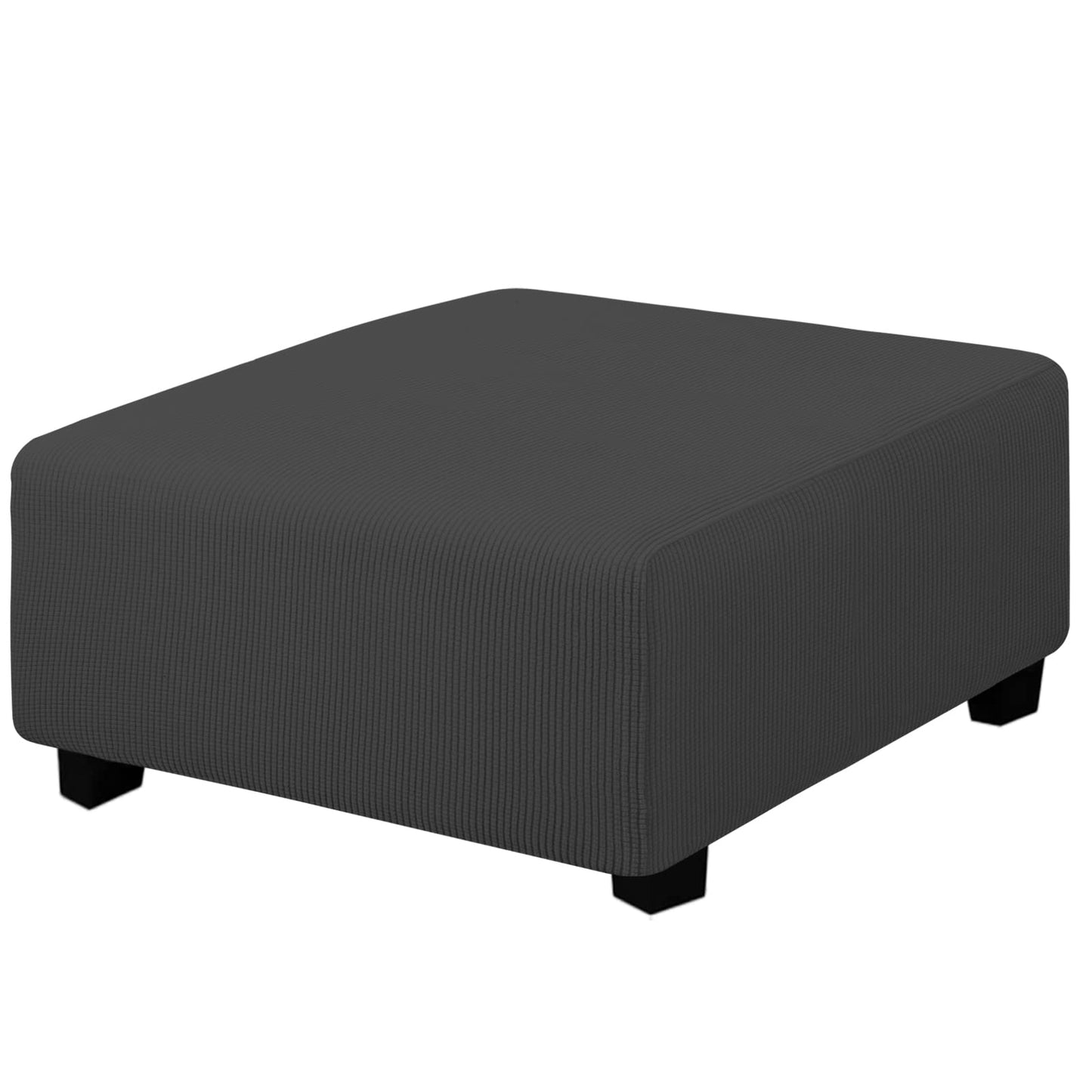 Easy-Going Stretch Square Ottoman Cover 40x40x15 inch Folding Storage Stool Furniture Protector Soft Rectangle slipcover with Elastic Bottom Dark Grey