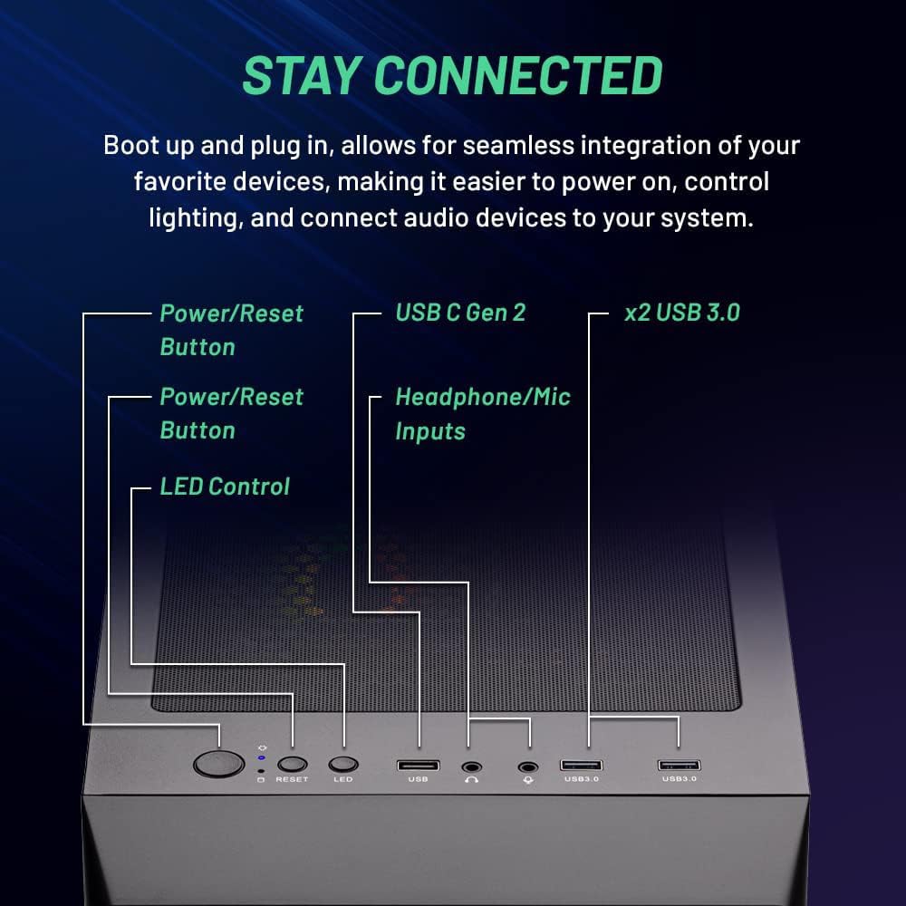 Skytech Gaming Nebula Desktop PC, Intel i5 13400F 2.5 GHz (4.6GHz), NVIDIA RTX 4060 8GB, 1TB NVMe SSD, 16GB DDR4 RAM 3200, 650W Gold PSU, Wi-Fi, Win 11