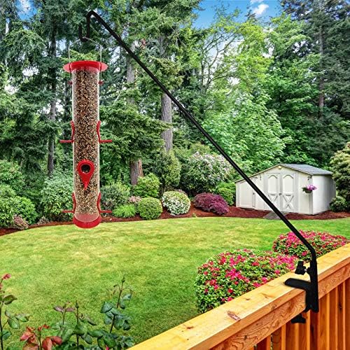 ERYTLLY Extended Reach Deck Hook Wall Pole Wall Mounted Deck Hook Extensible and Adjustable 28 inch to 43 inch Wall Bracket for Hanging Bird Feeder,Plants,Wind Chimes,Lanterns 2 Packs
