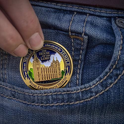 & Emblem - LDS Salt Lake City Temple Medallion with Deluxe Display Tin Box Plus Bonus polishing Cloth