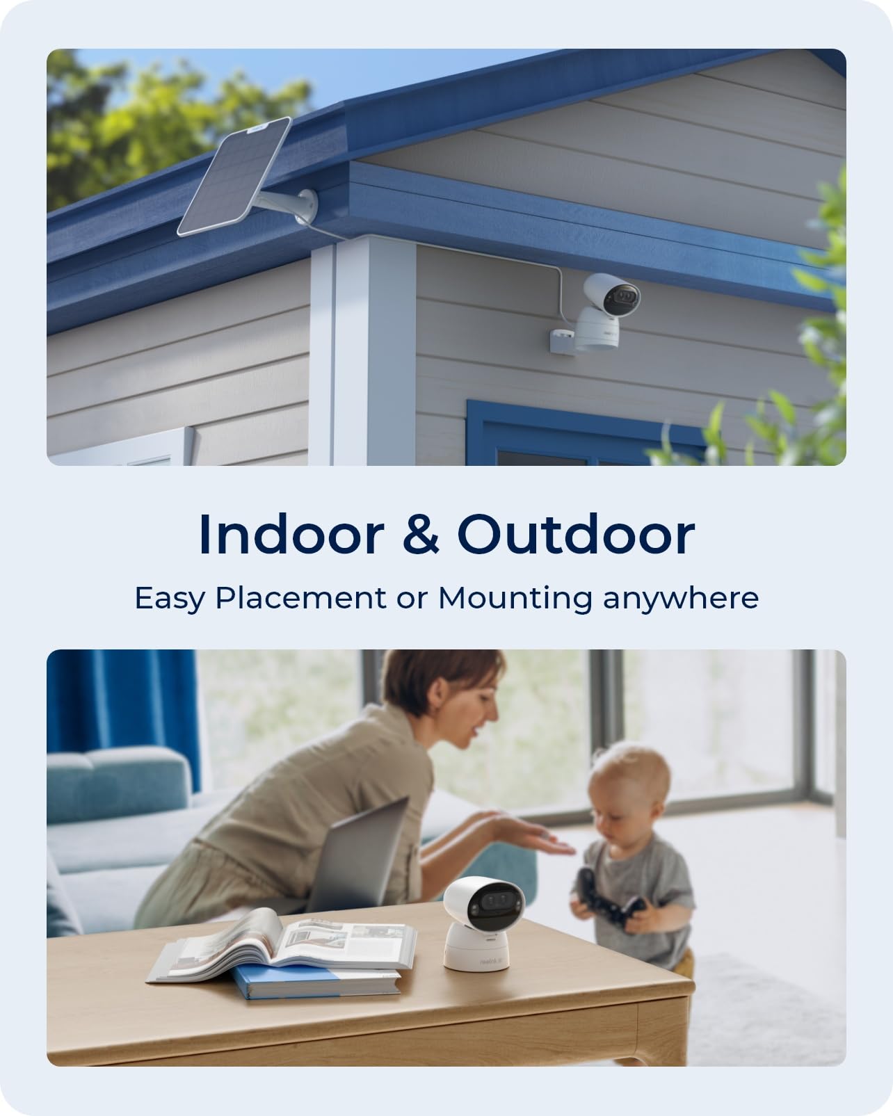 REOLINK Argus Track, 4K+2MP Dual-Lens Solar Security Camera, Wireless Outdoor/Indoor Camera, Pan & Tilt, Auto Zoom Tracking, 2.4/5GHz WiFi, Color Night Vision, AI Detection, No Subscriptions