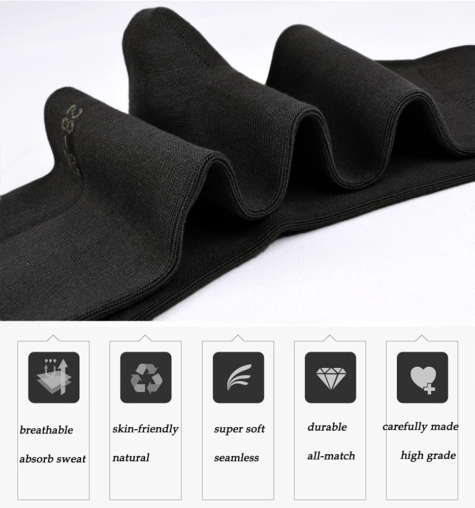 Ait fish Men's 100% Cotton Crew Socks Black and White Pack of 5 for All-season