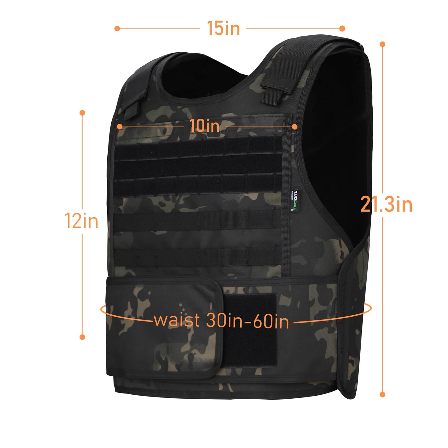 MGFLASHFORCE Tactical Vest for Men, Security Police Fbi Airsoft Vest (Black Camo)