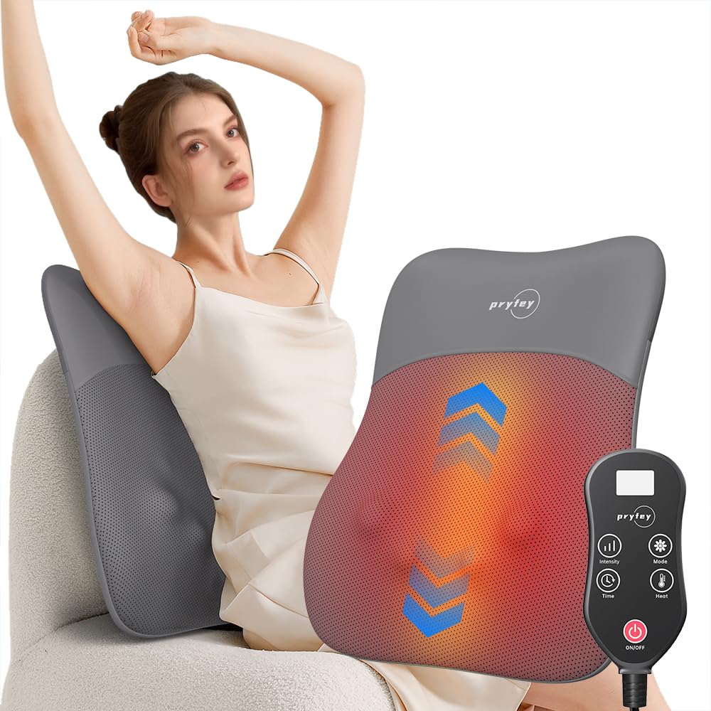 Back Massager, Ultrathin Rolling Up and Down Back Massage with Heat 4D Kneading & Red Light Therapy for Pain Relief Deep Tissue,Shoulder Massager Gift for Men Women Parents Relaxation at Car,Grey