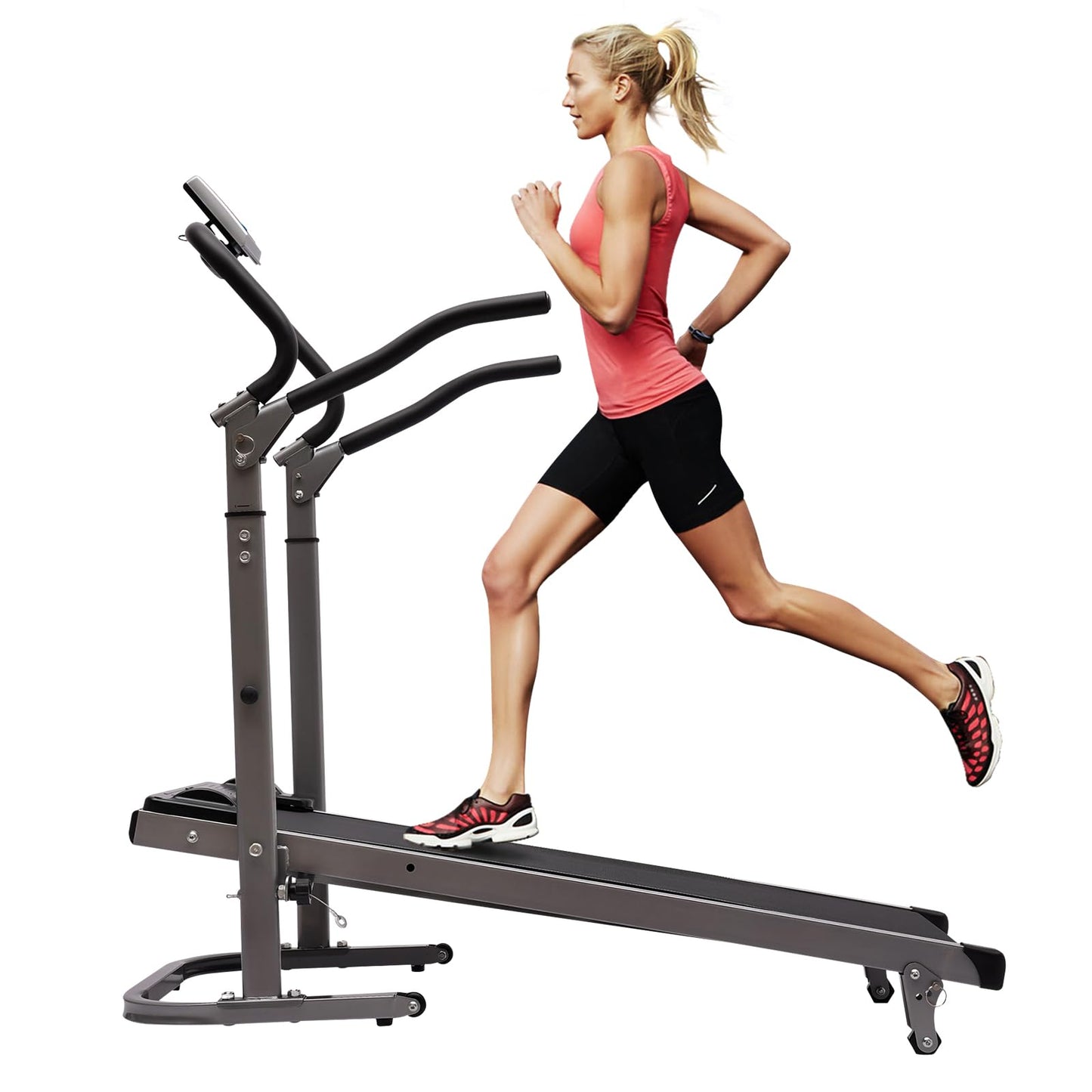RustyVioum Folding Treadmill W/Incline, 264.55lbs Capacity Portable Treadmill with LED Display Under Desk Treadmills for Home Gym Office, 43.3 * 22.04inch Black Easy Assembly
