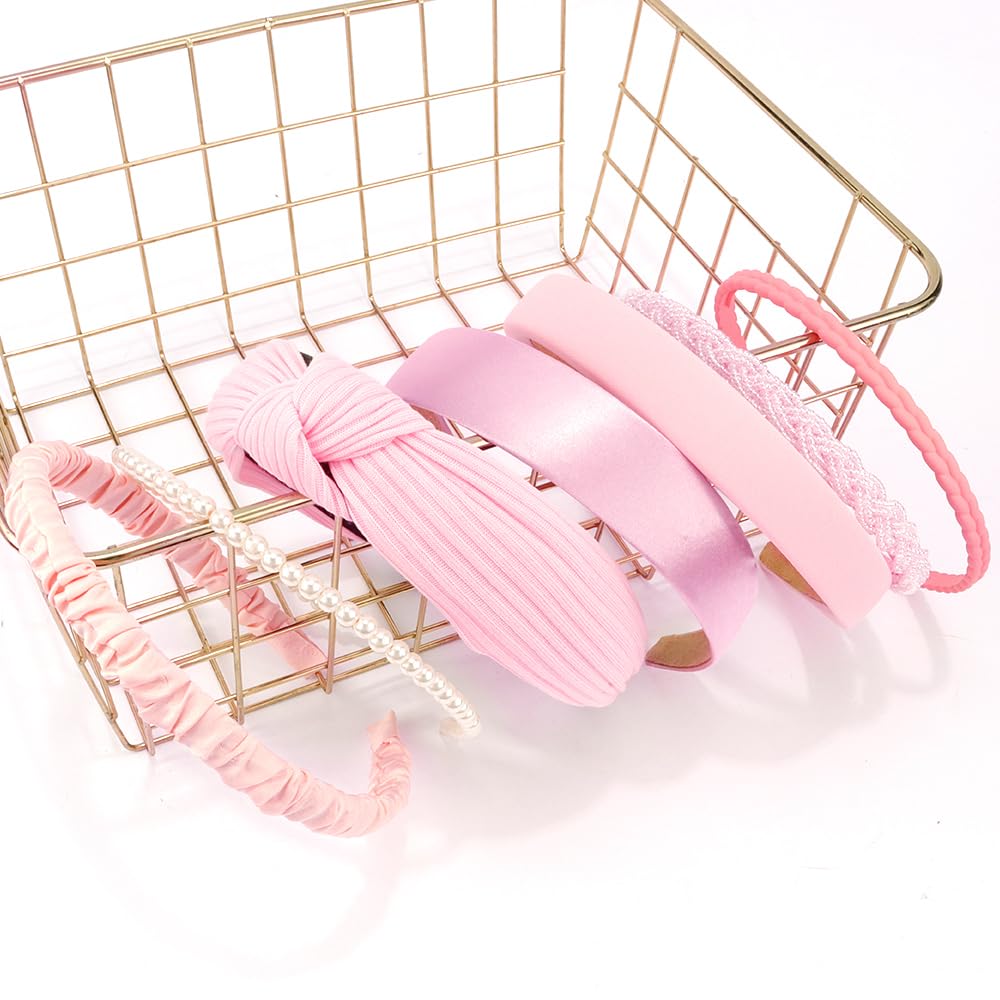 AHONEY 7 Pack Pink Headbands for Girls Women Headbands Trendy Non Slip Hairbands Cute Hair Accessories Multi-style Headband Pack Diademas Para Mujer (Pink)