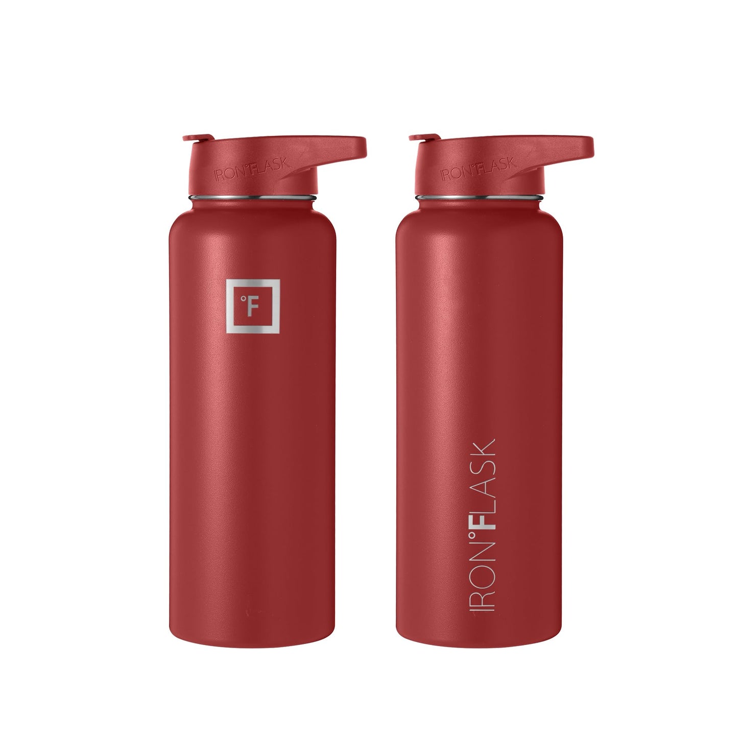 IRON °FLASK Sports Water Bottle - 40 Oz 3 Lids (Straw Lid), Leak Proof - Stainless Steel Gym & Sport Bottles for Men, Women & Kids - Double Walled, Insulated Thermos, Metal Canteen, Rusty Red