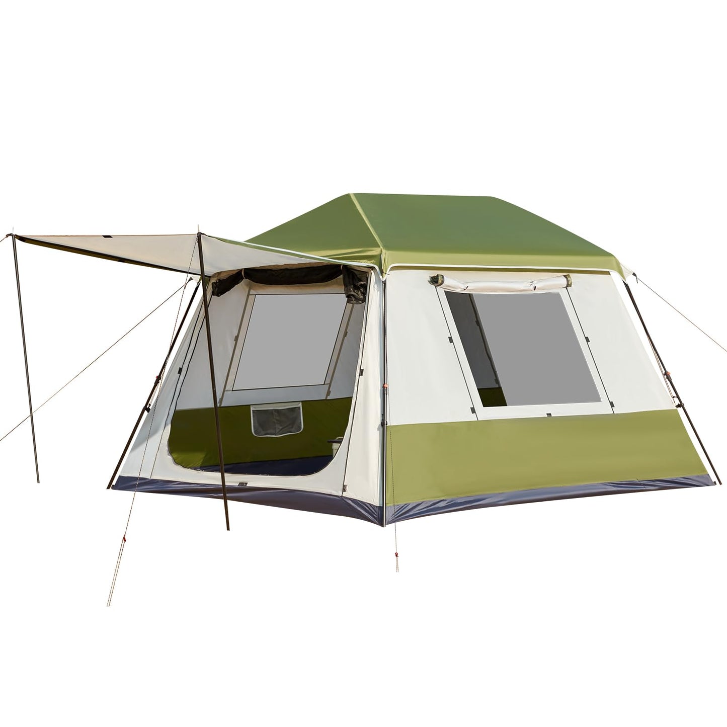 YOLENY Camping Tent, 3/6 Person Pop-Up Family Tent for Instant Setup, Spacious Interior-10' x 9', 3000mm Water-Resistant with Rainfly, 2 Windows & 2 Doors, Backpacking Tents for Travel, Hiking, Green