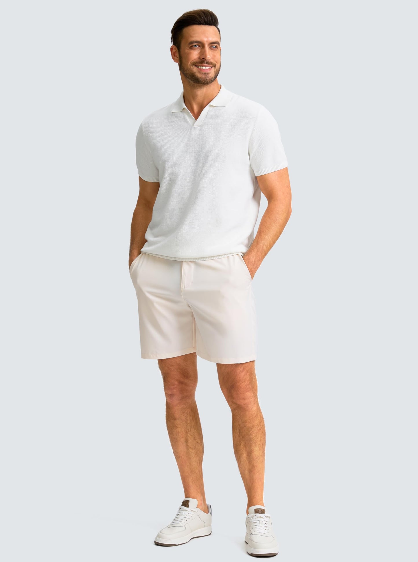 G Gradual Men's Casual Shorts 7" Lightweight Golf Shorts for Men Stretch with 3 Pockets Quick Dry Breathable Work Shorts Beige