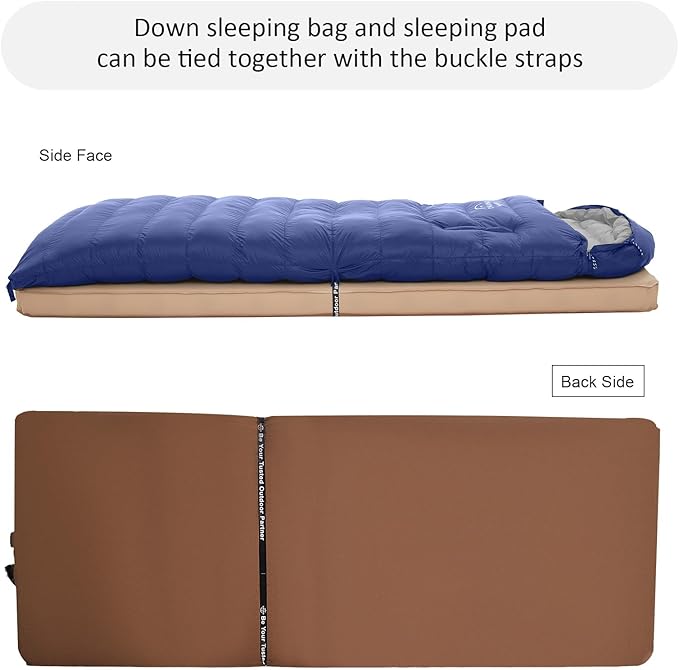 0-20 Degrees F Down Sleeping Bag for Adults - 4 Season Envelope With Arm Holes, Wearable for Backpacking Camping - Ultralight, Compact, Move Freely While Wearing