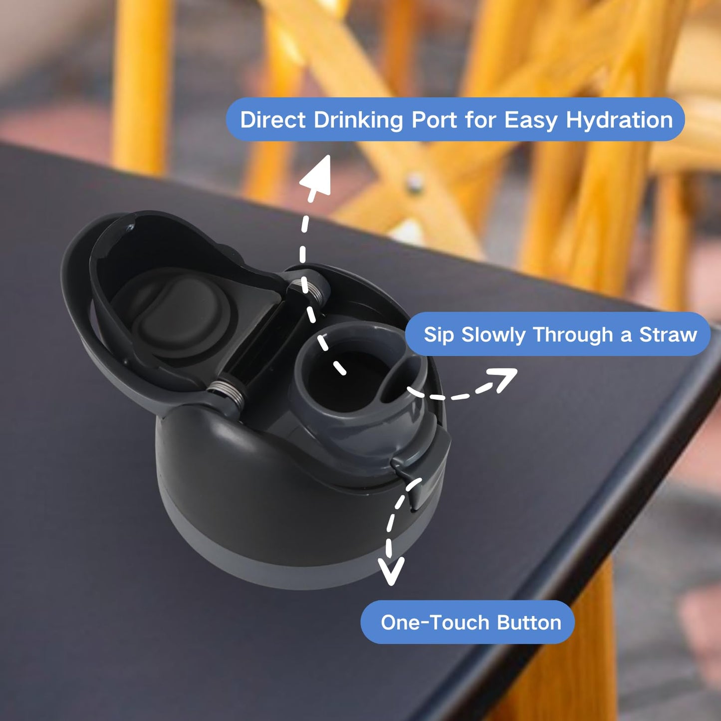Replacement Lid for Owala Freesip, One Button Water Bottle Top Replacement Cap Compatible with Owala Cup 16oz 24oz 32oz 40oz, No Leakage Replacement Accessory for Owala Freesip (Black)
