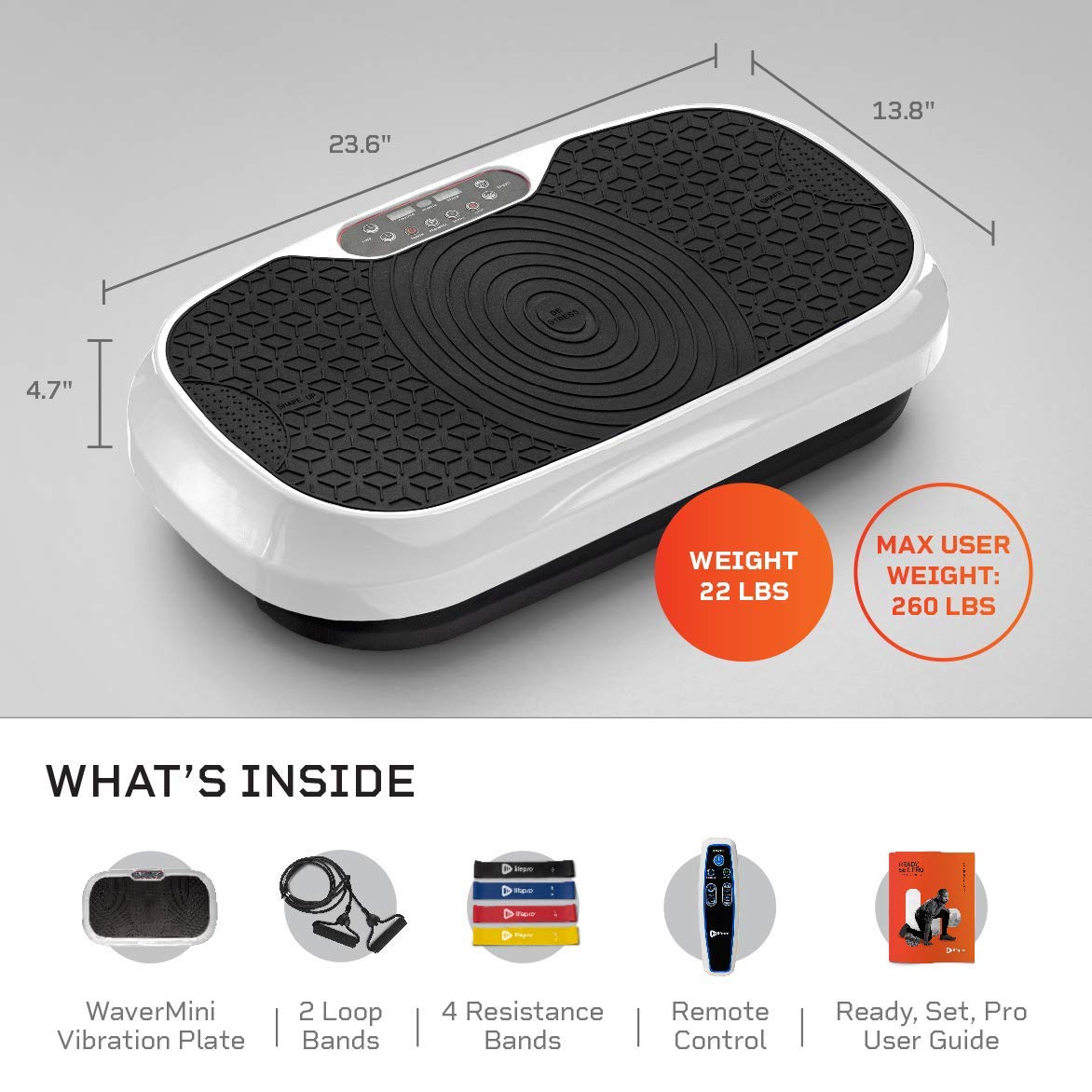 Lifepro Waver Mini Vibration Plate - Whole Body Vibration Platform Exercise Machine - Home & Travel Workout Equipment for Weight Loss, Toning & Wellness - Max User Weight 260lbs
