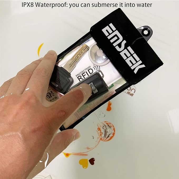 Armband Waterproof wallet Floating Surf Car Key Fob Case Beach dry bag ankle Waterproof Pouch Holder For GPS Key Money Credit Vaccine Card Driver License ID Badge (Black)