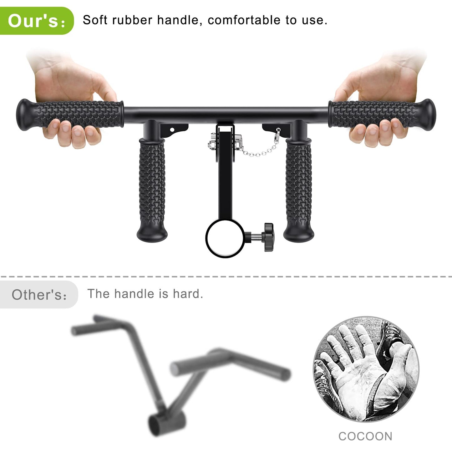 SELEWARE T & V Bar Row Landmine Handle Attachment for 2" Barbell Bar, Solid Multi-Grip Landmine Handle T Row Attachment with Non-Slip Rubber Handle, Fits 2" Olympic Bars Strength Training Bars