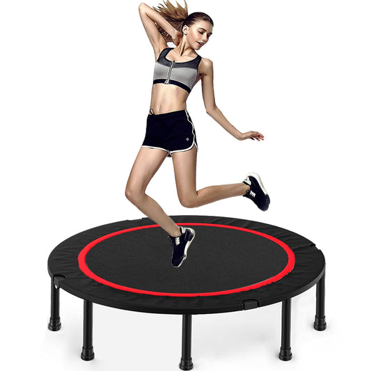 Trampoline, Portable Foldable Trampoline in-Home Mini Rebounder, Exercise Trampoline for Adults, 40" Max Load 330lbs (Red)