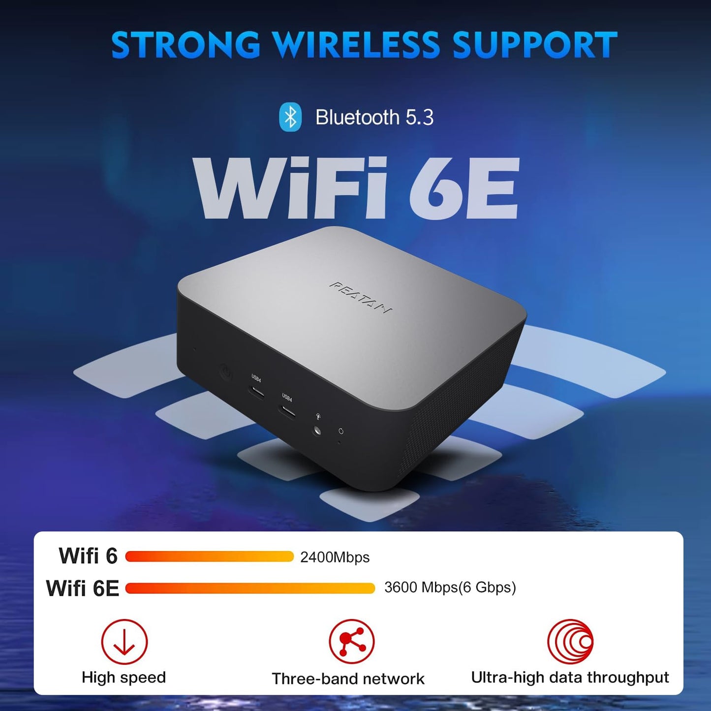 Reatan Mini Gaming PC AMD Ryzen 9 7940HS(up to 5.2GHz) 64GB DDR5 2TB SSD 5600 MHz RAM, Desktop Mini Computers, Radeon 780M Graphics,Quad Display 2.5Gbps LAN, HDMI 2.1, 8K USB 4.0 Wi-Fi 6E/BT5.3