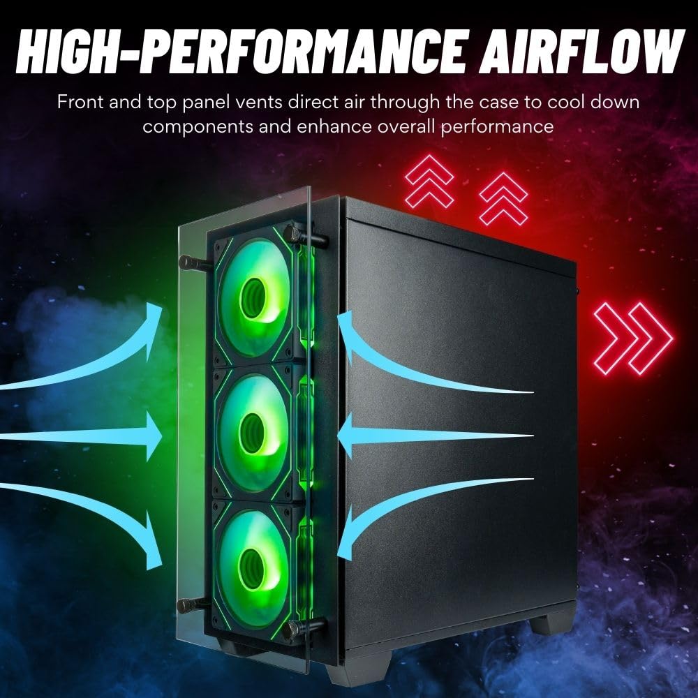 Stratos Micro Gaming Desktop - NVD GeForce RTX 5070 TI 16GB, Intel Ultra 7 265KF, 32GB DDR5 RAM, 2TB NVMe SSD, WiFi, Windows 11 Pro - Gamer Computer PC