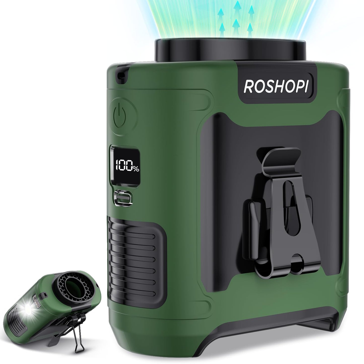 2025 AI Portable Fan Rechargeable -10000mAh, 40H Work Time with 5 Speeds 16000RPM Strong Airflow, Personal Waist Fan with Flashlight for Clip On Belt, Neck, Desk, Outdoor Indoor Jobsite Camping Travel