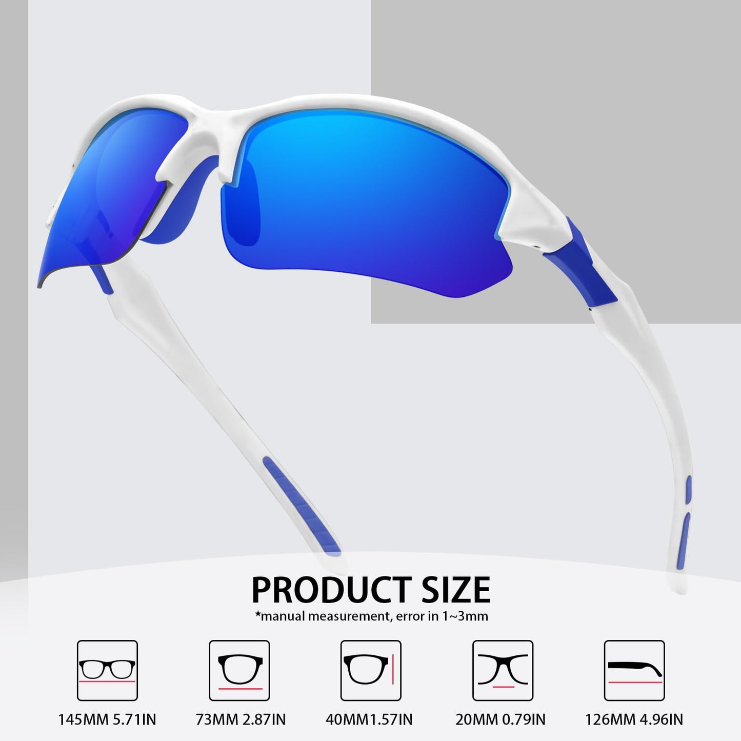 DioKiw 3PACK Sports Polarized Sunglasses for Men Cycling Running Fishing UV400 Protection Sun Glasses Lightweight Half Frame Goggles