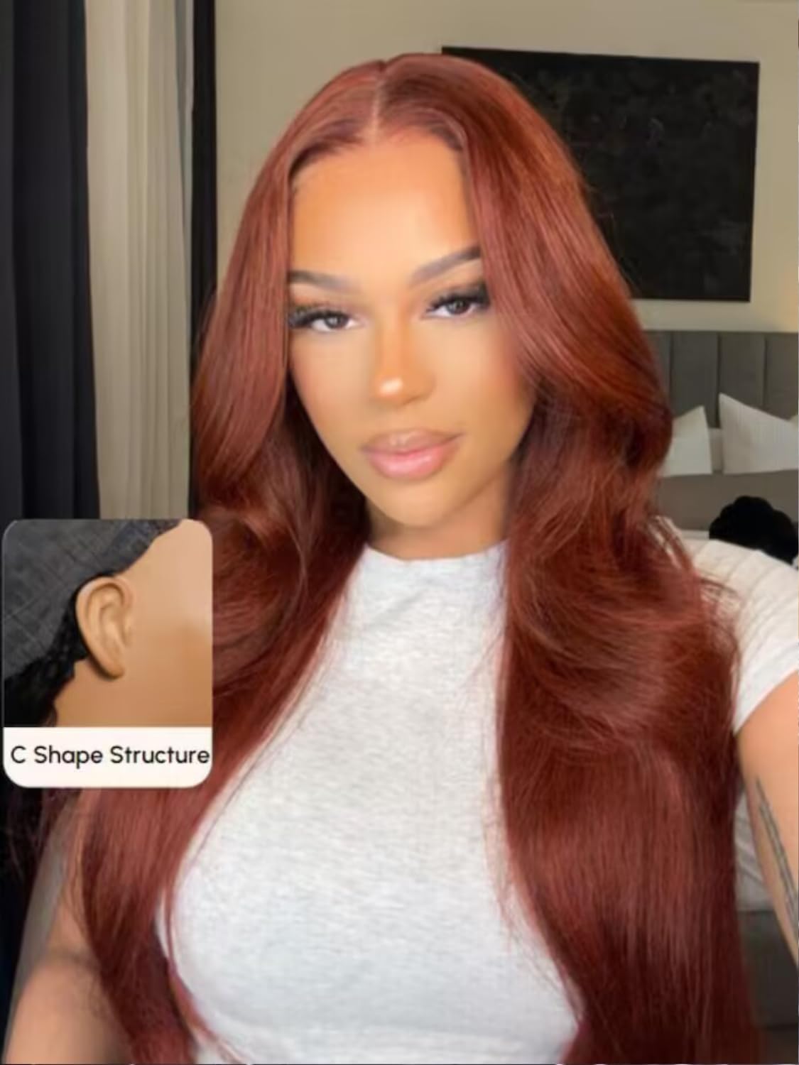 UNICE Bye Bye Knots 7x5 Pre Cut Lace Glueless Wig Reddish Brown Body Wave Wig Pre Bleached Invisible Knots Pre Everything Wig Human Hair Wig Pre Plucked 150% Density 18inch