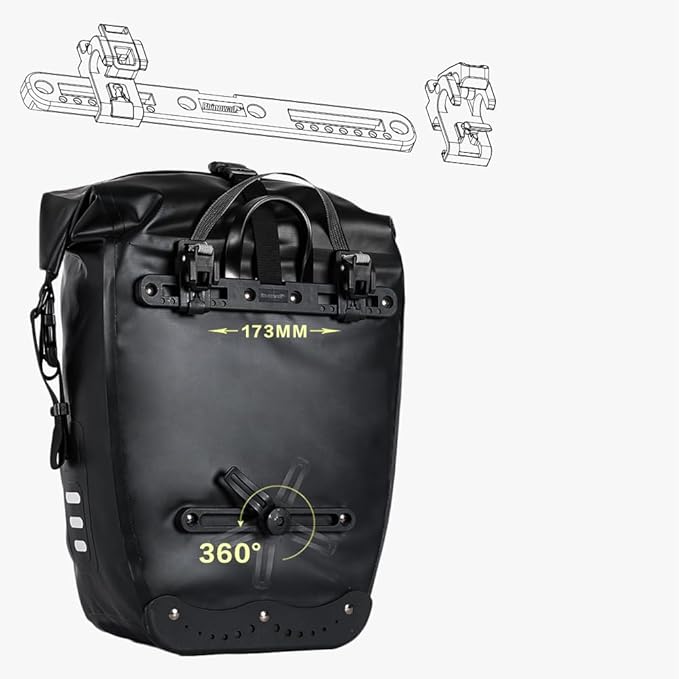 Rhinowalk Bike Bag Waterproof Bike Pannier Bag 27L,(for Bicycle Cargo Rack Saddle Bag Shoulder Bag Laptop Pannier Rack Bicycle Bag Professional Cycling Accessories)