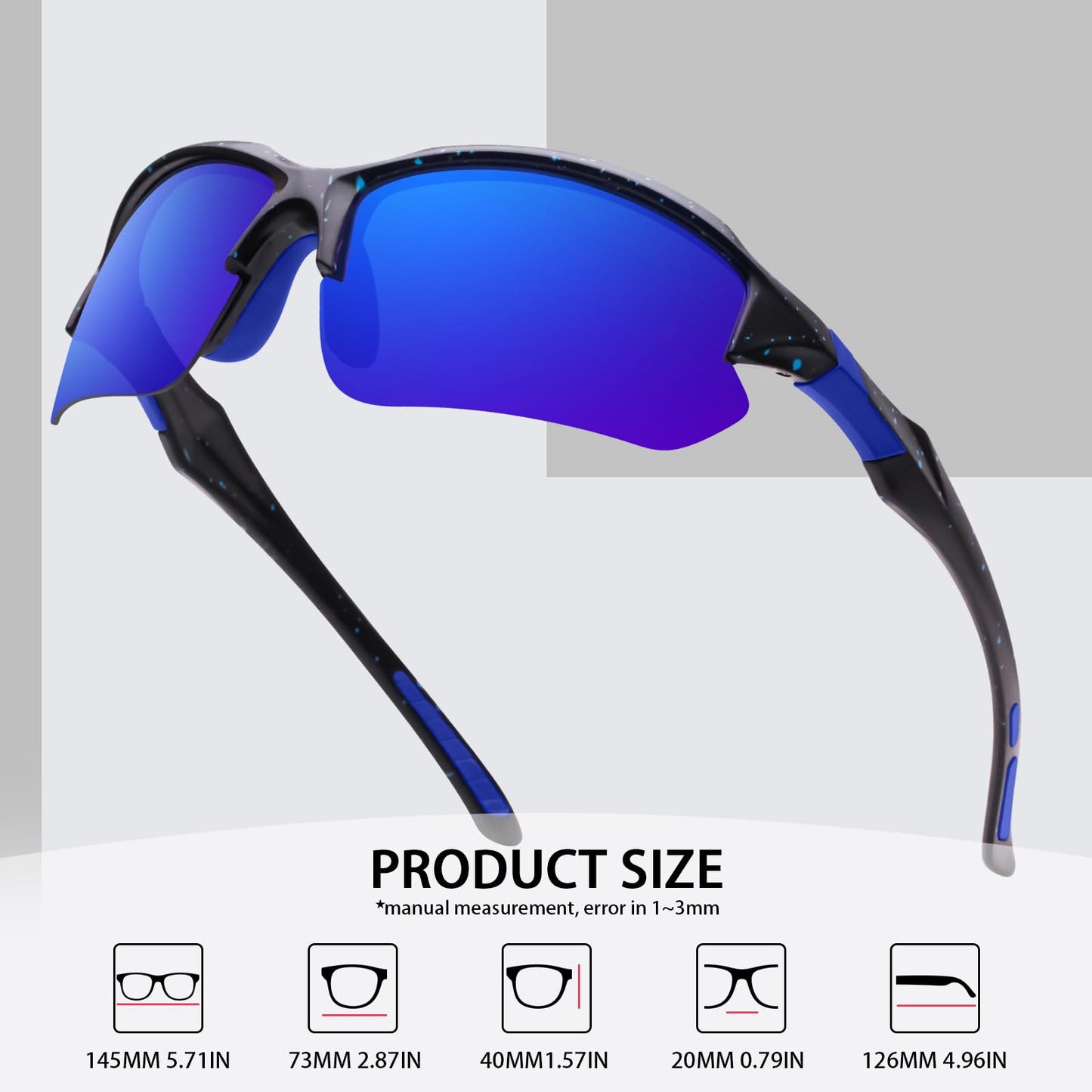 DioKiw 3PACK Sports Polarized Sunglasses for Men Cycling Running Fishing UV400 Protection Sun Glasses Lightweight Half Frame Goggles