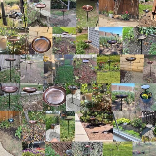 Metal Bird Bath for Outdoors, 12" Dia Bowl with Stable Upgrades Stake Birdbaths Garden Yard Lawn Decor 0.7 Gallon