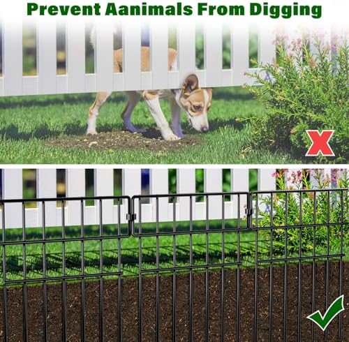 25 Panels Animal Barrier Fence No Dig, 27 Ft(L) X 17 in(H) Decorative Garden Edging Fence for Yard, Rustproof Metal Outdoor Garden Fences Borders for Dogs, Small Pets, Landscape, and Lawn
