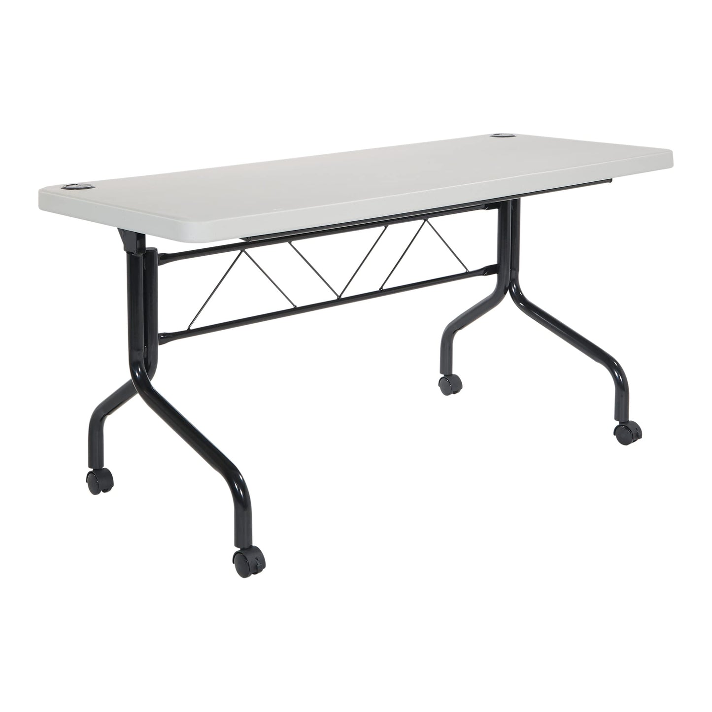 Office Star Resin Multipurpose Flip Training Table with Locking Casters for Home and Office, 5 Feet