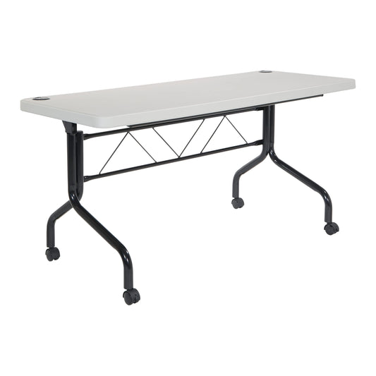Office Star Resin Multipurpose Flip Training Table with Locking Casters for Home and Office, 5 Feet