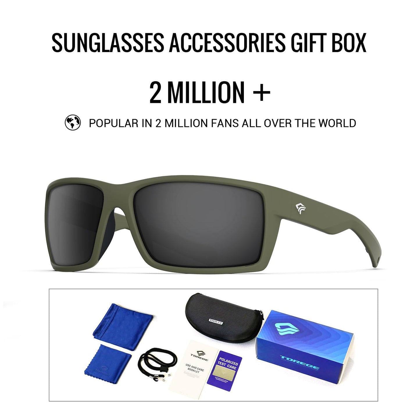 TOREGE Sports Polarized Sunglasses for Men Women Flexible Frame Cycling Running Driving Fishing Trekking Glasses TR24 (Matte Blown Sand& Black& Black Lens)