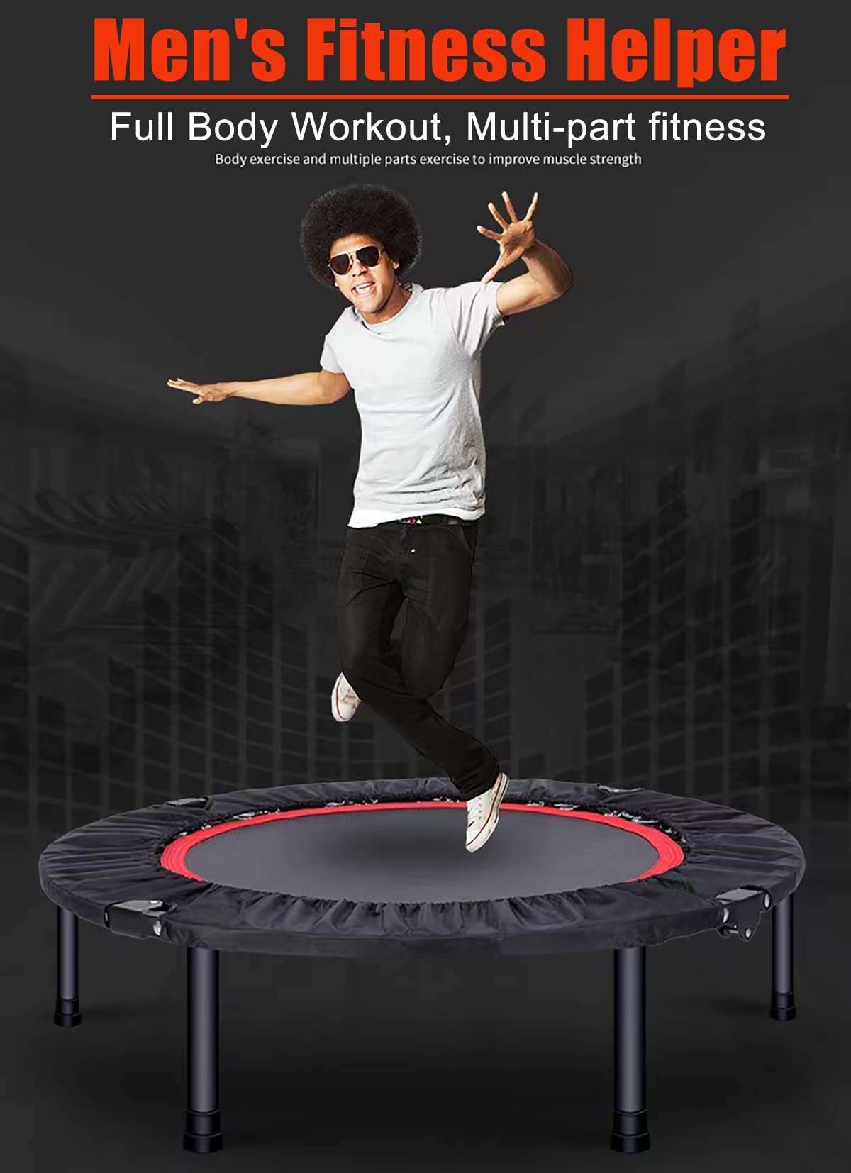 Trampoline, Portable Foldable Trampoline in-Home Mini Rebounder, Exercise Trampoline for Adults, 40" Max Load 330lbs (Red)