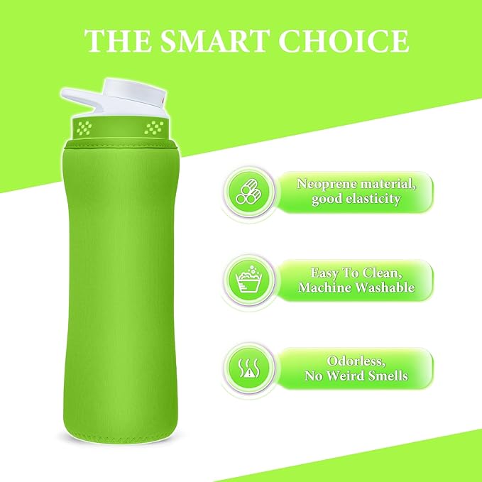 Water Bottle Sleeve Compatible with Cir-kul Water Bottle - 2 Pcs Sleeve Compatible with Cir-kul Plastic 22oz & Stainless Steel Bottle - Insulated Cover for Retaining Temperature,(Bright green-2p-22oz)