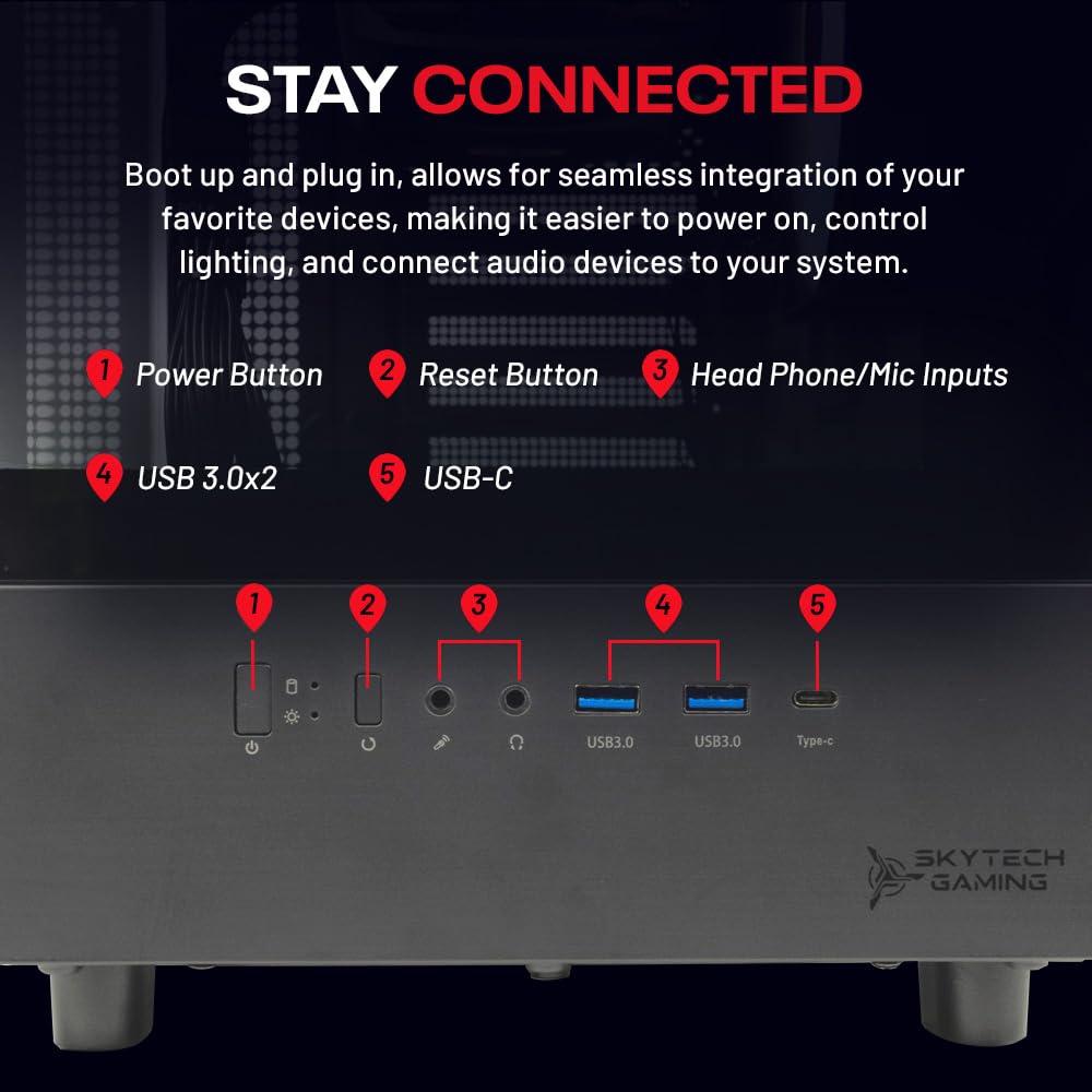 Skytech Gaming Azure 3 Desktop PC, Intel i7 14700F 2.1 GHz (5.3GHz), NVIDIA RTX 5070 12GB, 1TB Gen4 NVMe SSD, 32GB DDR5 RAM 6000 RGB, 850W Gold PSU, 360mm ARGB AIO, Wi-Fi, Win 11