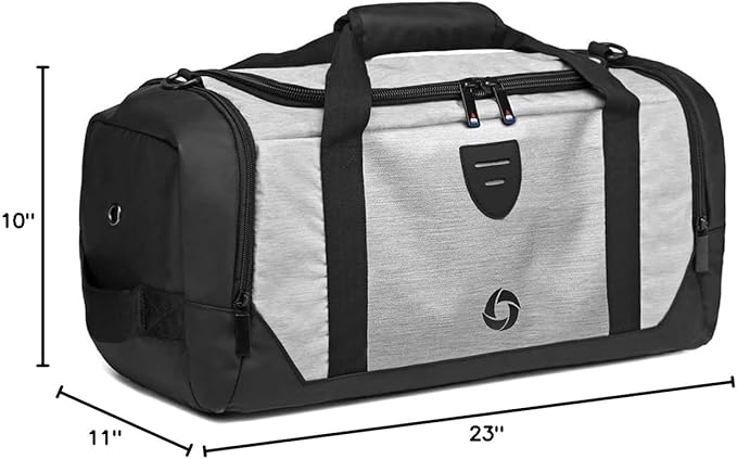 Gym Duffle Bag Backpack Waterproof Sports Duffel Bags Travel Weekender Bag for Men Women Overnight Bag with Shoes Compartment Grey