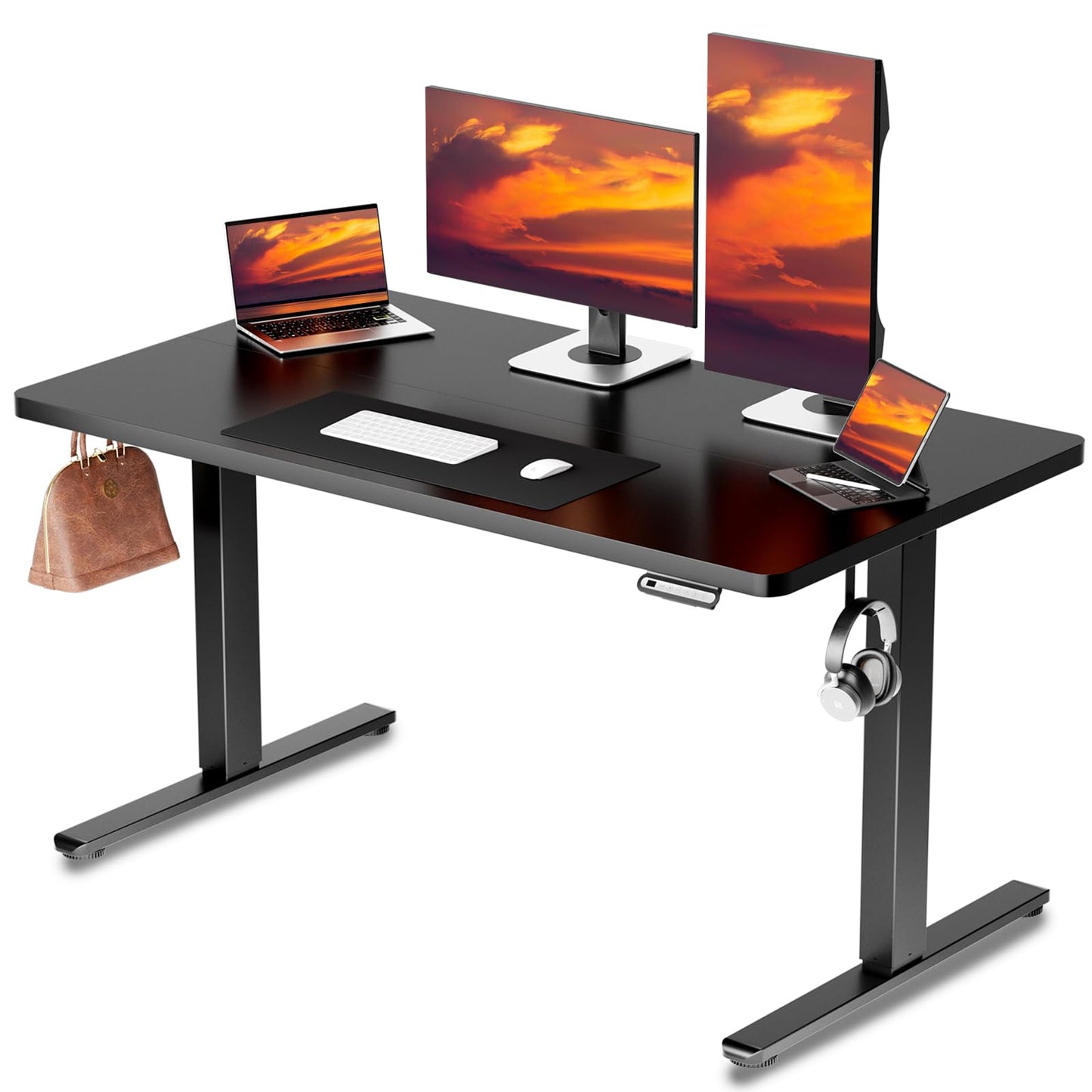 GTRACING Electric Standing Desk, 48 x 24 Inches Sit Stand up Desk with Memory Preset Controller, Height Adjustable Ergonomic Home Office Computer Desk (Black)